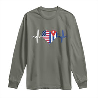 Heartbeat Cuba USA Long Sleeve Shirt Cuban American Pride