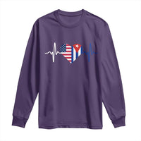 Heartbeat Cuba USA Long Sleeve Shirt Cuban American Pride