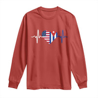 Heartbeat Cuba USA Long Sleeve Shirt Cuban American Pride