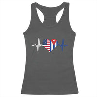 Heartbeat Cuba USA Racerback Tank Top Cuban American Pride