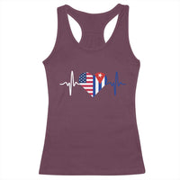 Heartbeat Cuba USA Racerback Tank Top Cuban American Pride