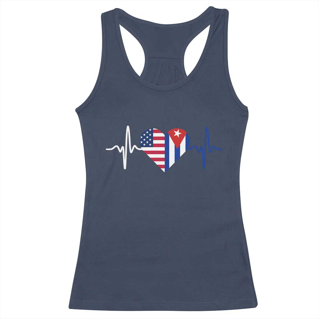 Heartbeat Cuba USA Racerback Tank Top Cuban American Pride