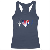 Heartbeat Cuba USA Racerback Tank Top Cuban American Pride