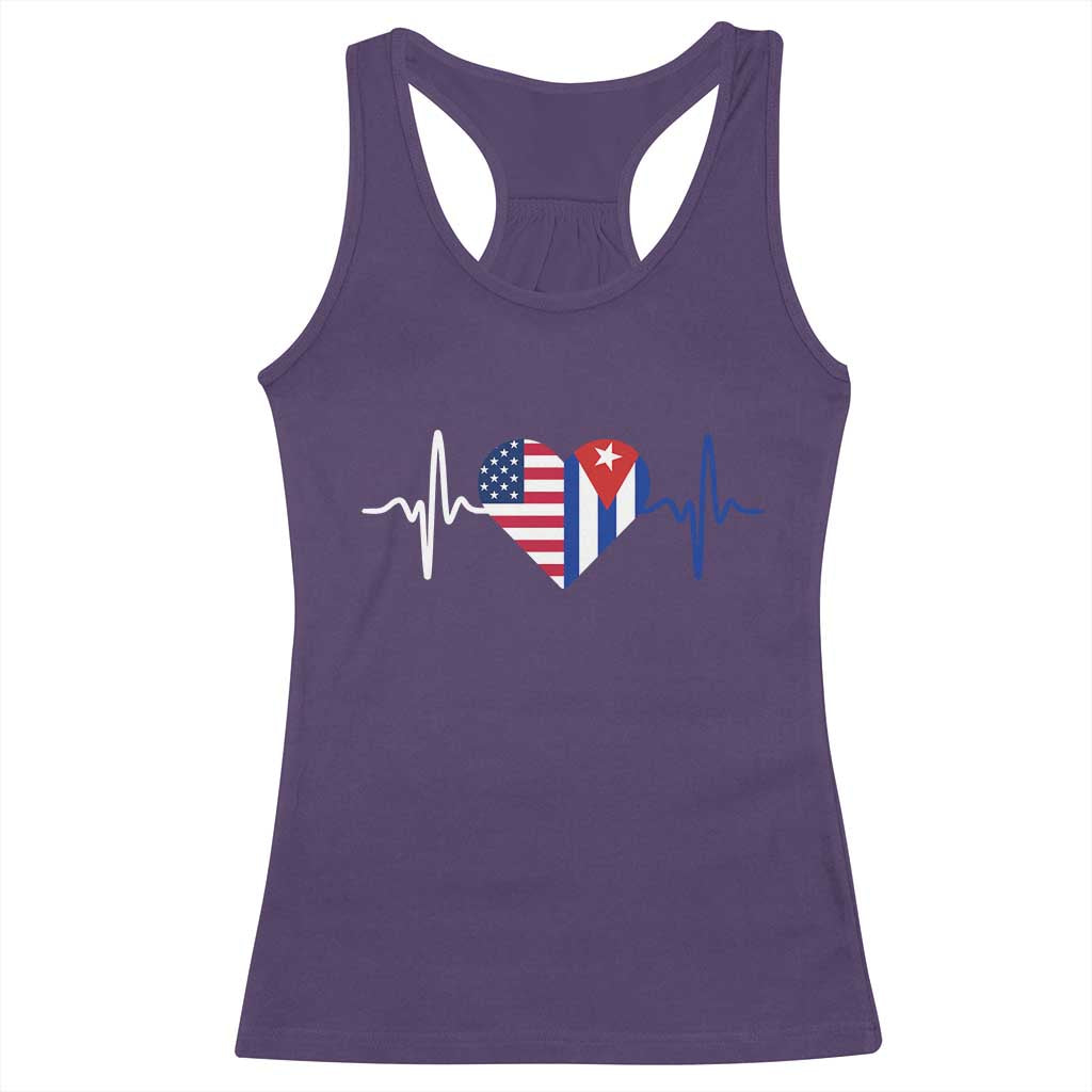 Heartbeat Cuba USA Racerback Tank Top Cuban American Pride