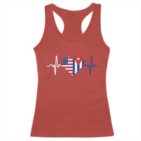Heartbeat Cuba USA Racerback Tank Top Cuban American Pride