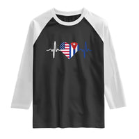 Heartbeat Cuba USA Raglan Shirt Cuban American Pride