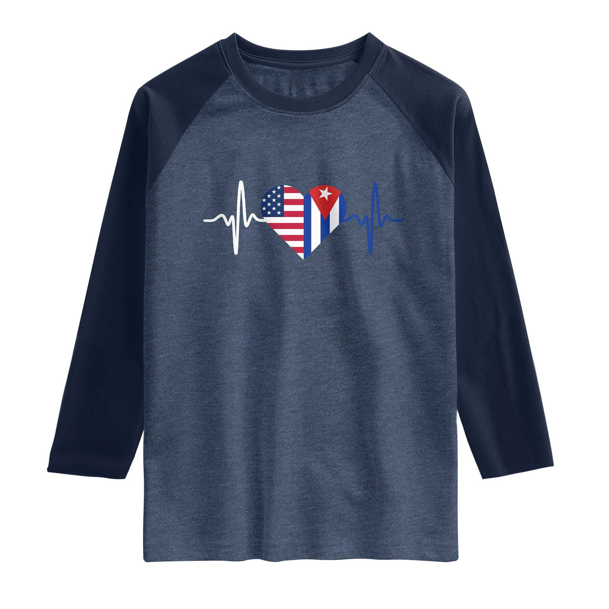 Heartbeat Cuba USA Raglan Shirt Cuban American Pride