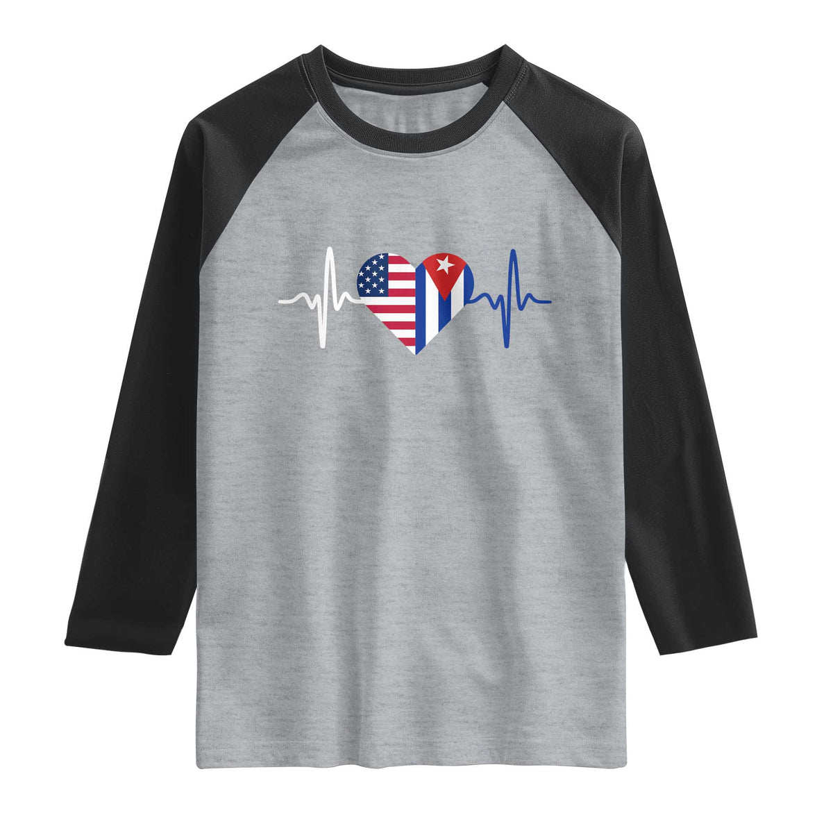 Heartbeat Cuba USA Raglan Shirt Cuban American Pride
