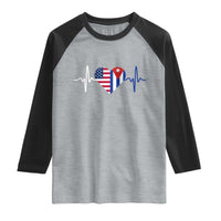 Heartbeat Cuba USA Raglan Shirt Cuban American Pride