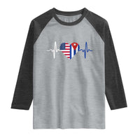 Heartbeat Cuba USA Raglan Shirt Cuban American Pride