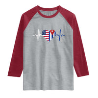 Heartbeat Cuba USA Raglan Shirt Cuban American Pride