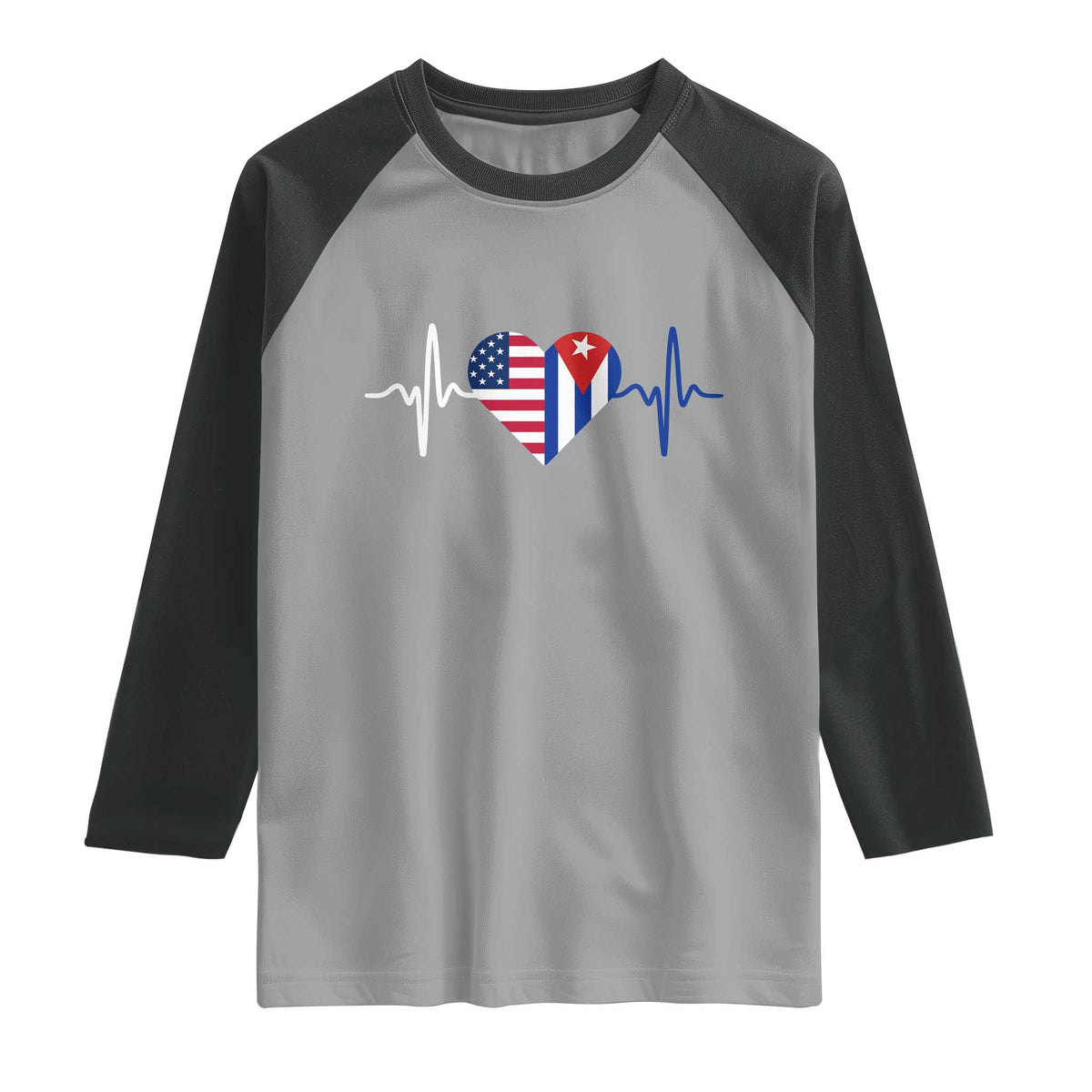 Heartbeat Cuba USA Raglan Shirt Cuban American Pride