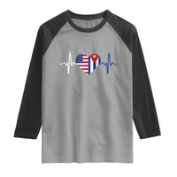 Heartbeat Cuba USA Raglan Shirt Cuban American Pride