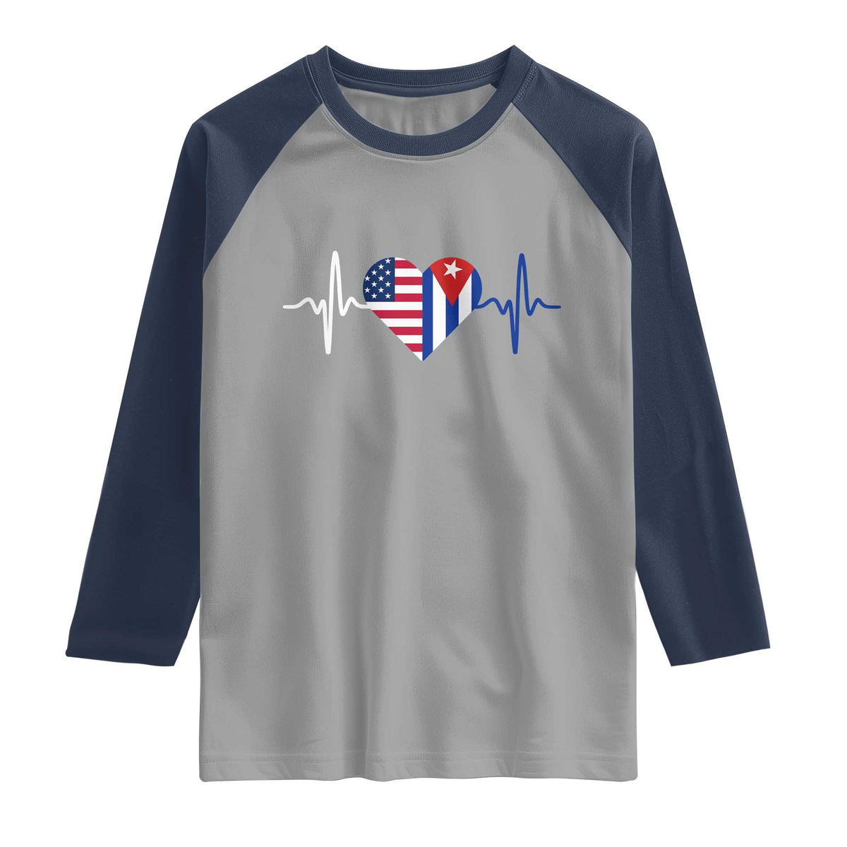 Heartbeat Cuba USA Raglan Shirt Cuban American Pride