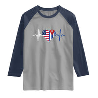 Heartbeat Cuba USA Raglan Shirt Cuban American Pride