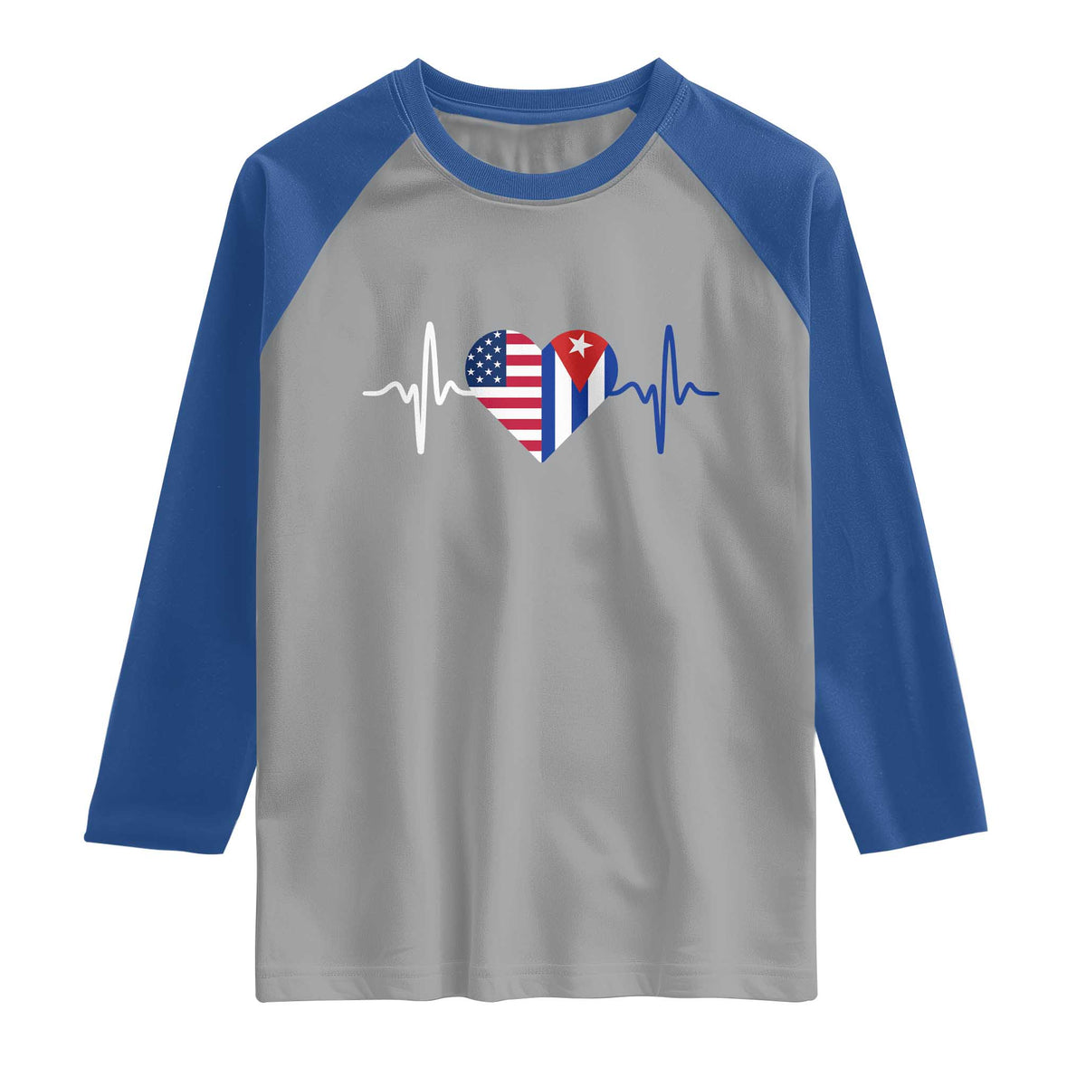 Heartbeat Cuba USA Raglan Shirt Cuban American Pride