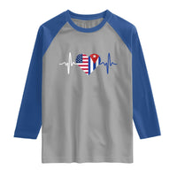 Heartbeat Cuba USA Raglan Shirt Cuban American Pride