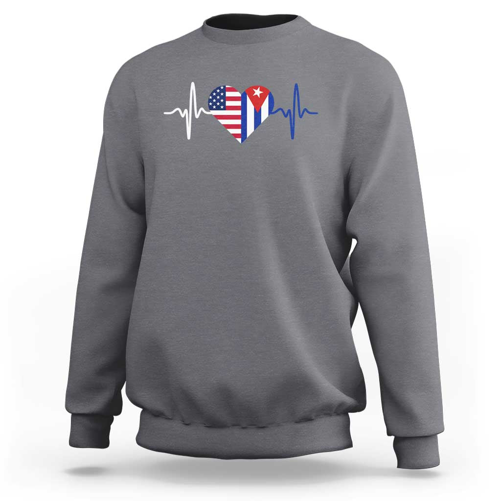 Heartbeat Cuba USA Sweatshirt Cuban American Pride