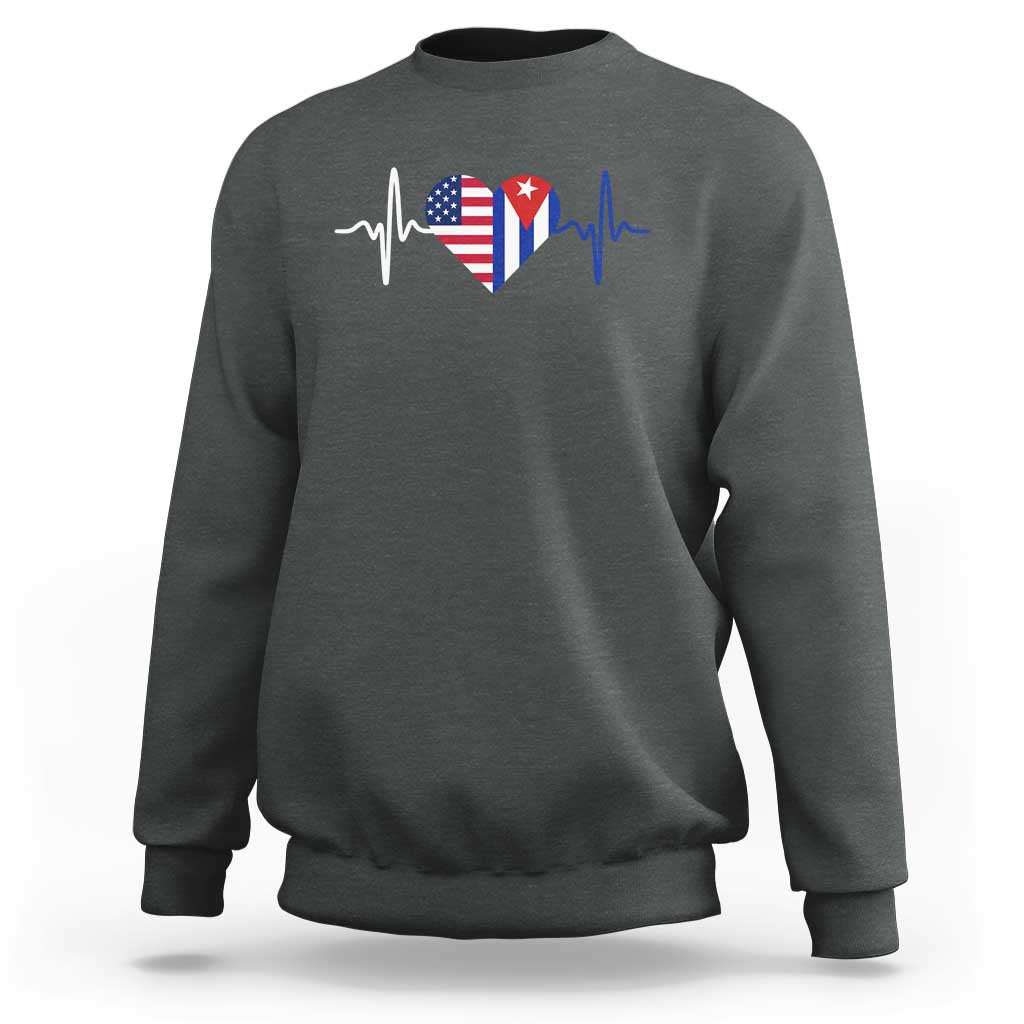 Heartbeat Cuba USA Sweatshirt Cuban American Pride