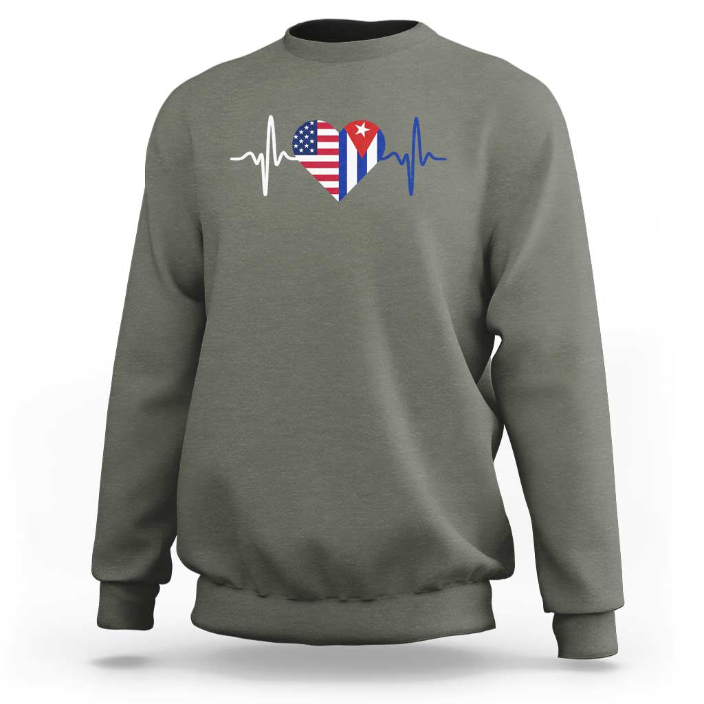 Heartbeat Cuba USA Sweatshirt Cuban American Pride