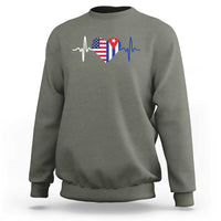 Heartbeat Cuba USA Sweatshirt Cuban American Pride