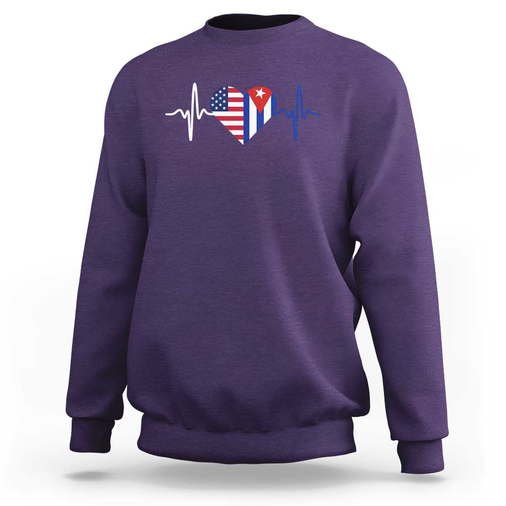 Heartbeat Cuba USA Sweatshirt Cuban American Pride