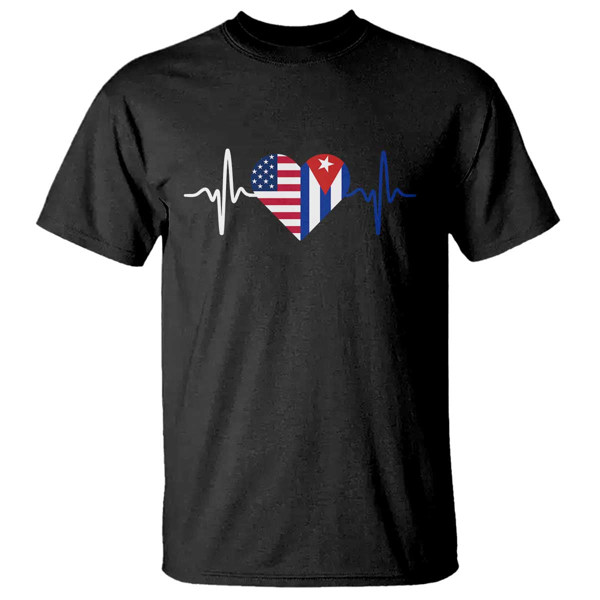 Heartbeat Cuba USA T Shirt Cuban American Pride