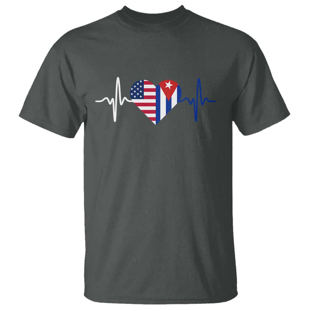 Heartbeat Cuba USA T Shirt Cuban American Pride