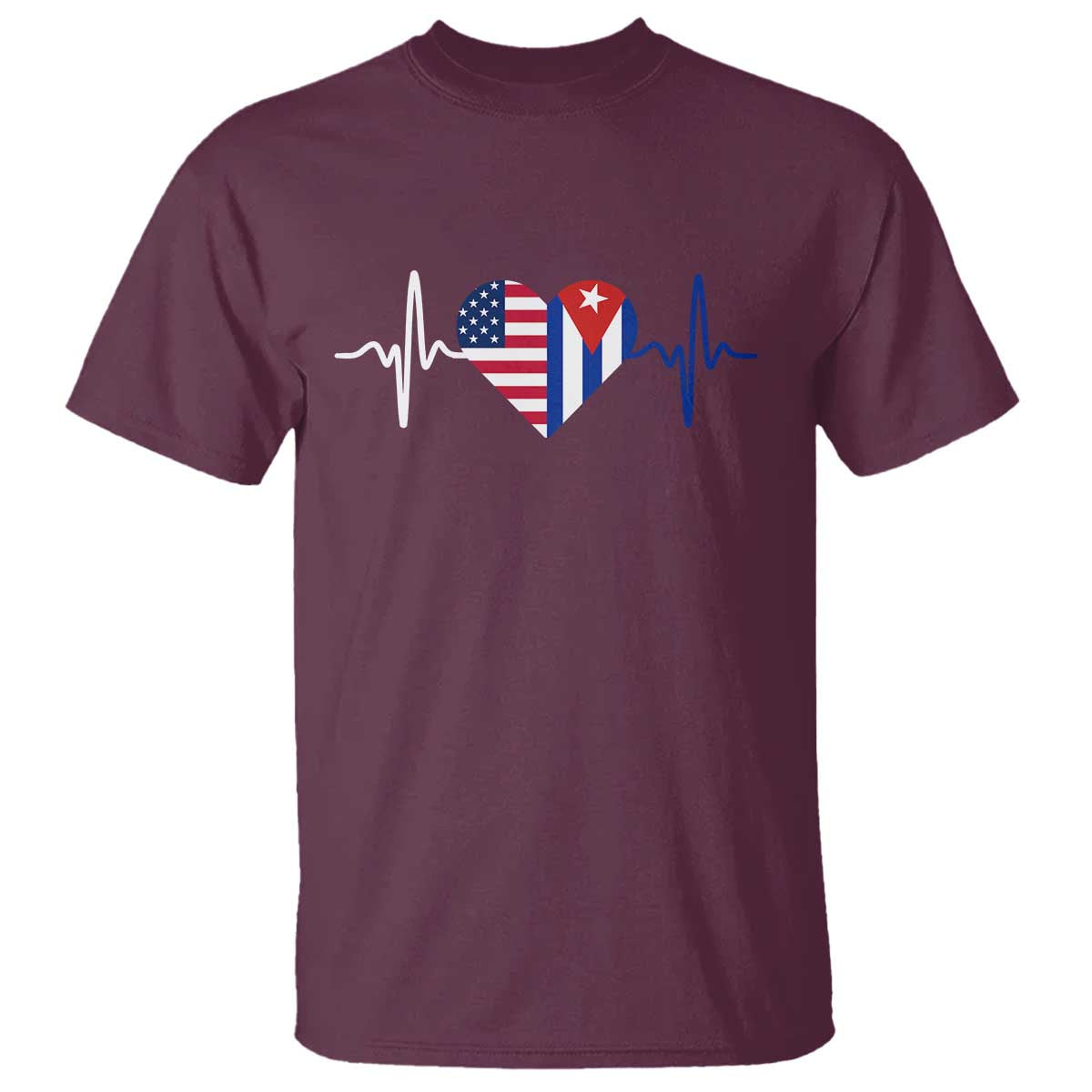 Heartbeat Cuba USA T Shirt Cuban American Pride