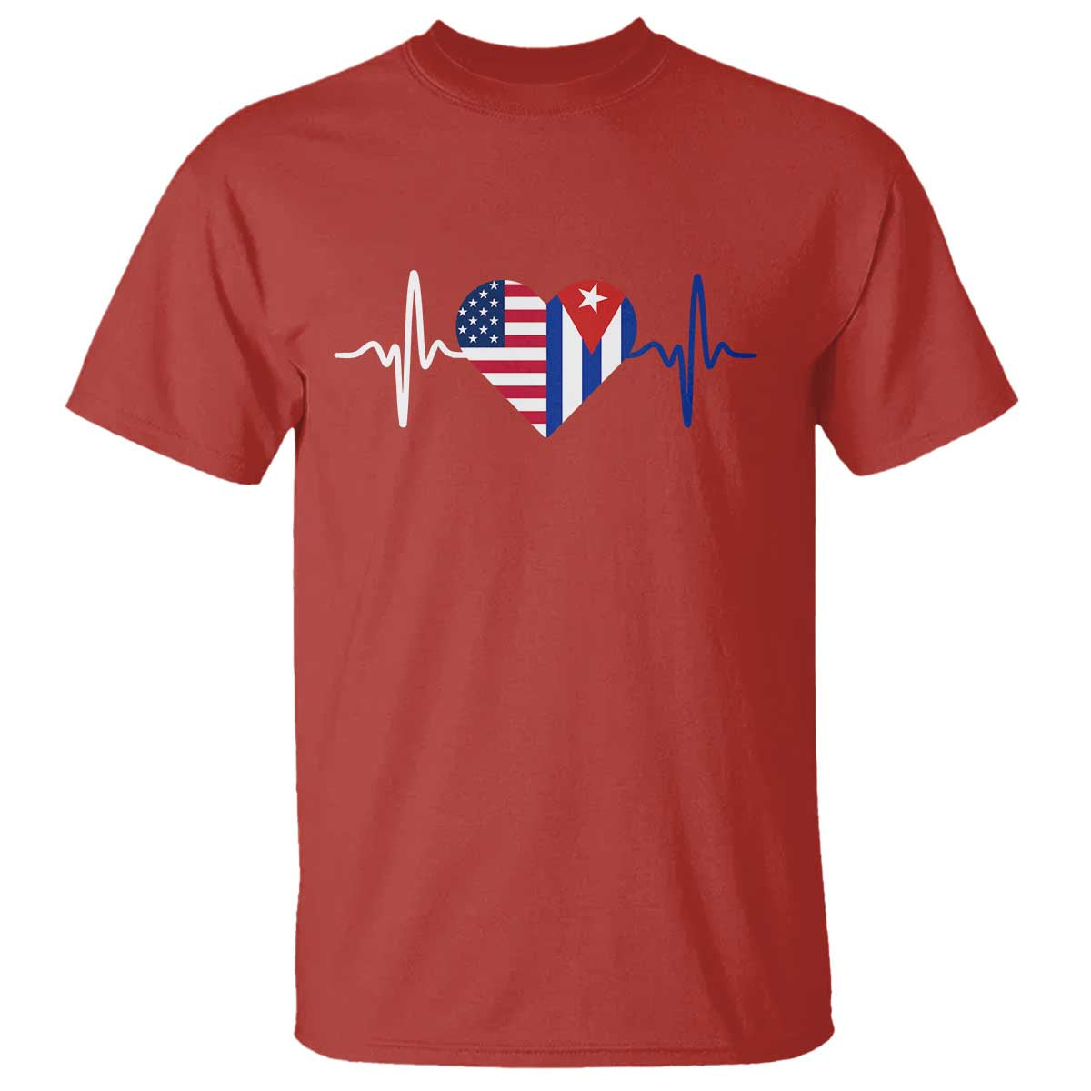 Heartbeat Cuba USA T Shirt Cuban American Pride