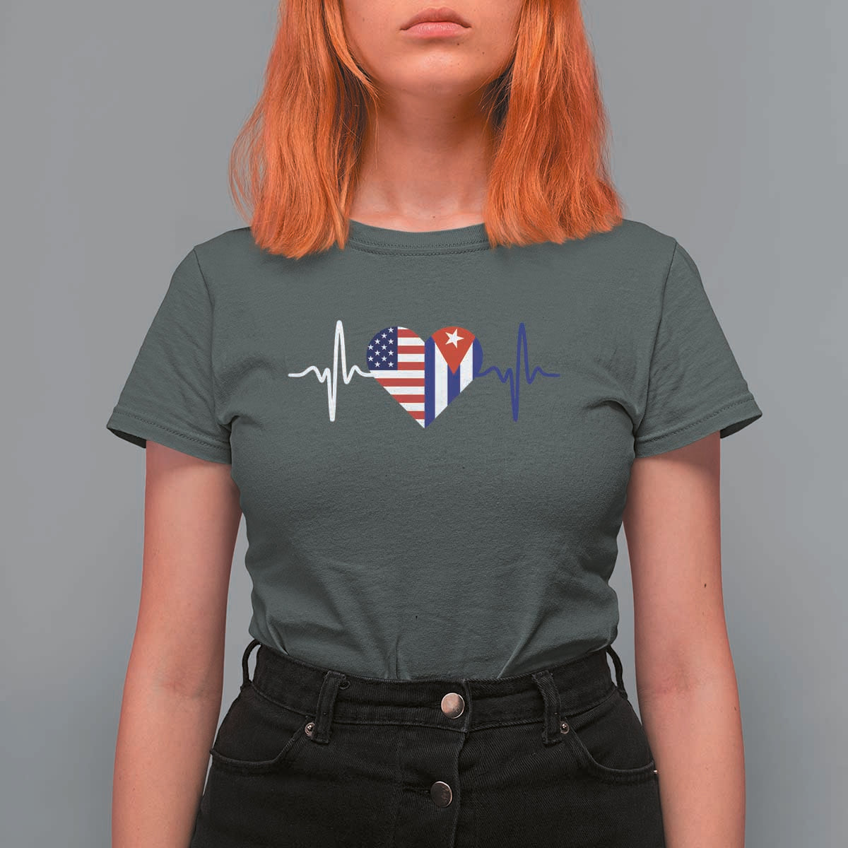 Heartbeat Cuba USA T Shirt For Women Cuban American Pride