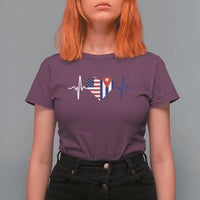 Heartbeat Cuba USA T Shirt For Women Cuban American Pride