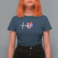 Heartbeat Cuba USA T Shirt For Women Cuban American Pride