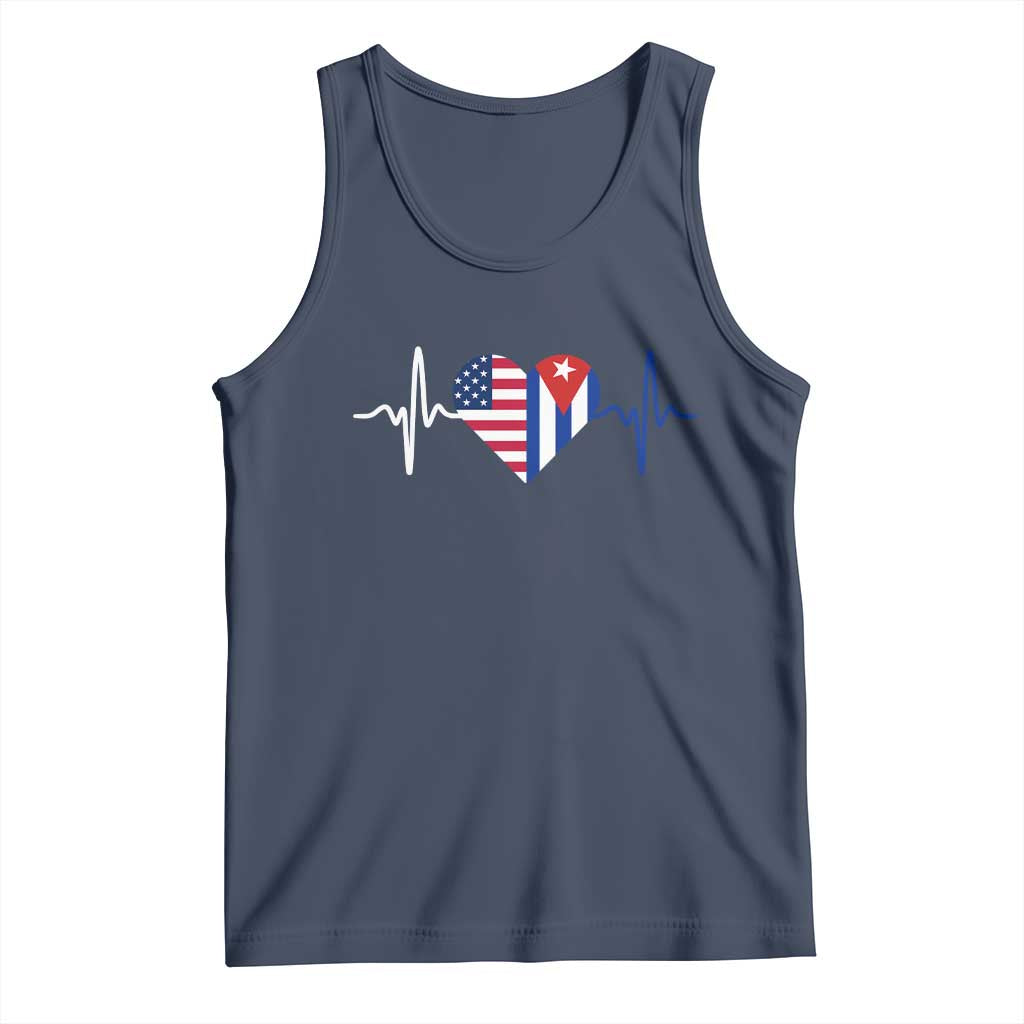 Heartbeat Cuba USA Tank Top Cuban American Pride