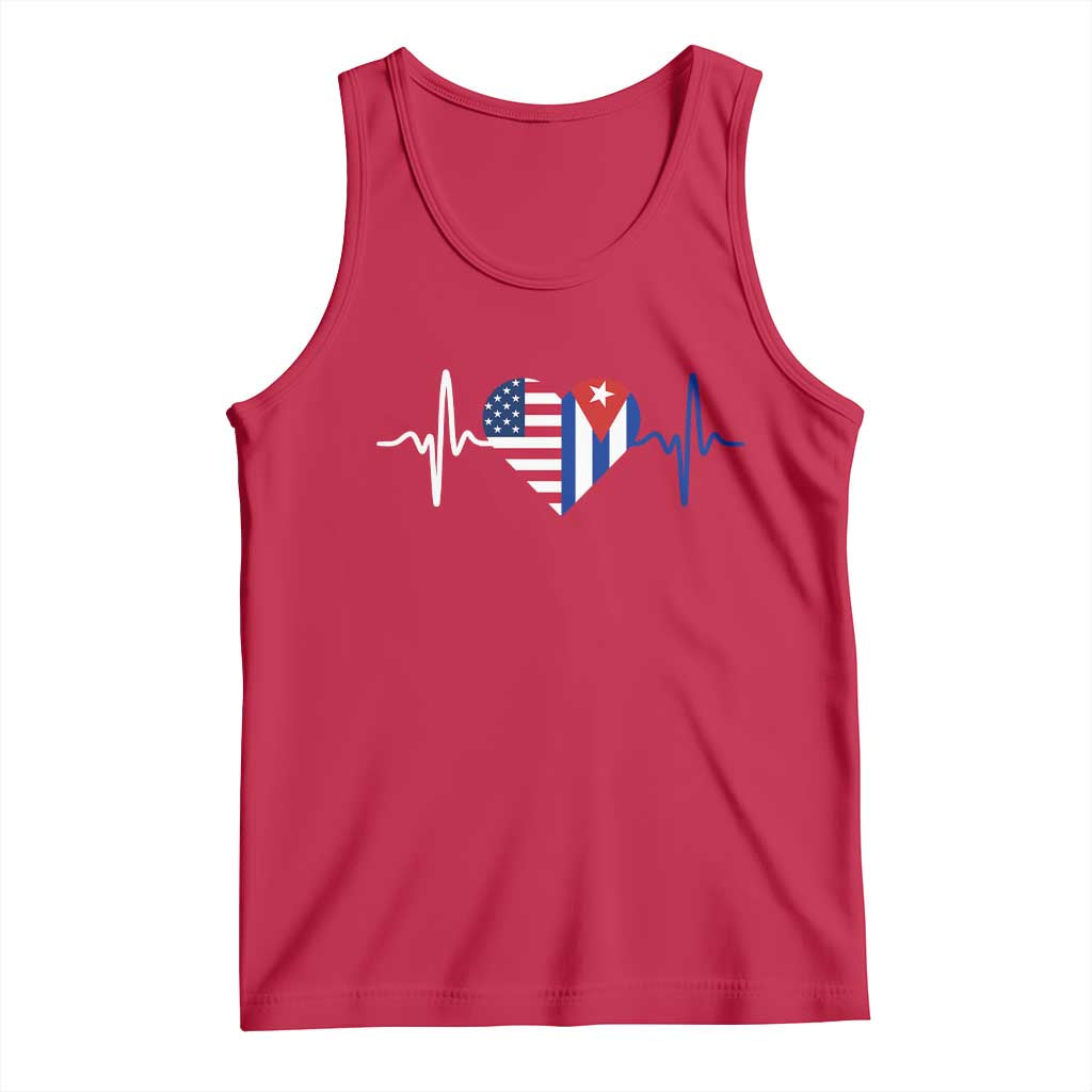 Heartbeat Cuba USA Tank Top Cuban American Pride