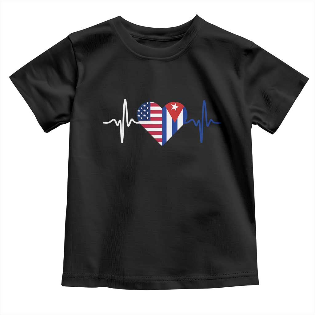 Heartbeat Cuba USA Toddler T Shirt Cuban American Pride