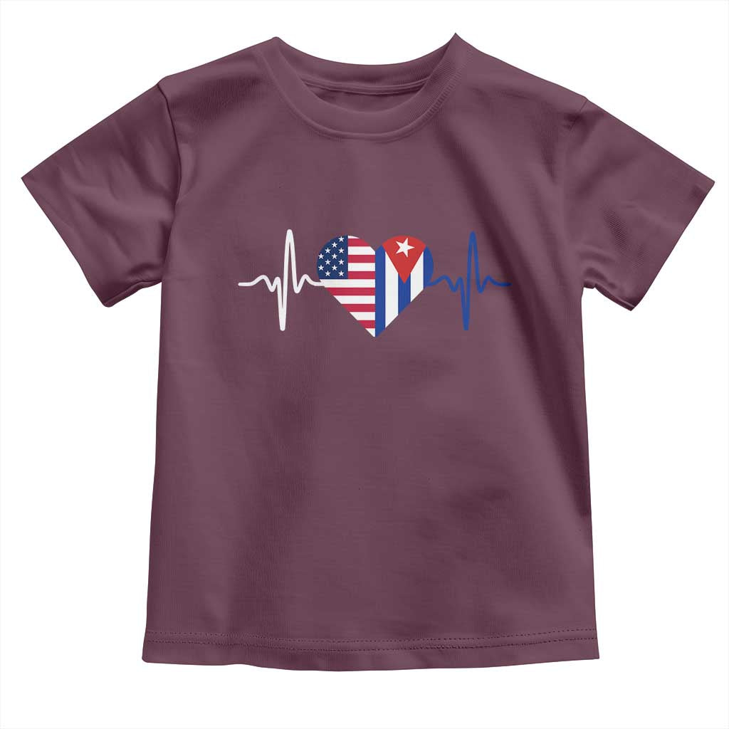 Heartbeat Cuba USA Toddler T Shirt Cuban American Pride