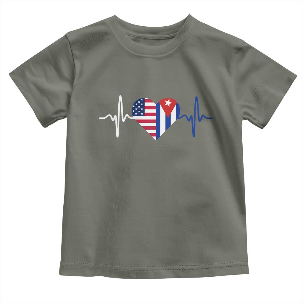 Heartbeat Cuba USA Toddler T Shirt Cuban American Pride