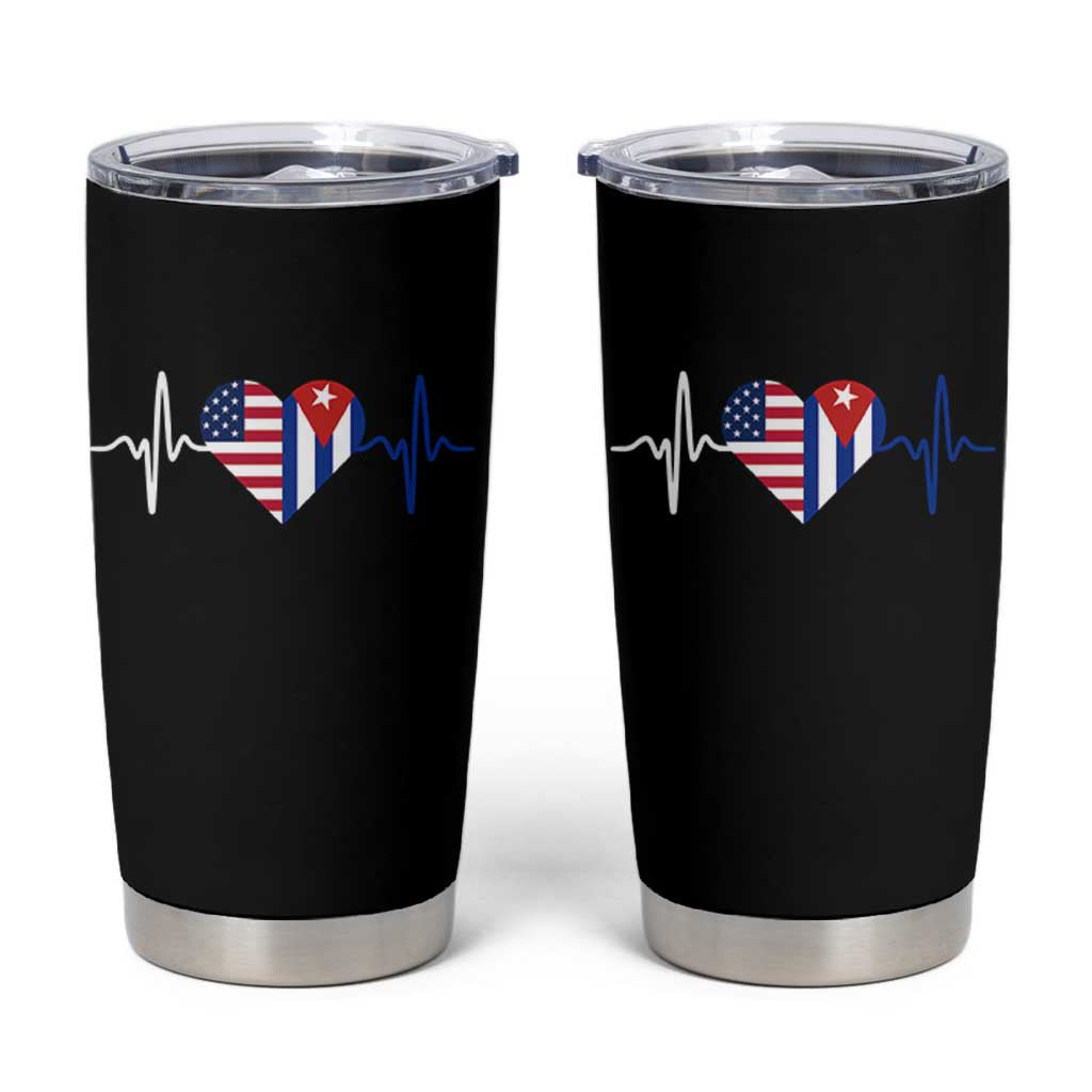 Heartbeat Cuba USA Tumbler Cup Cuban American Pride