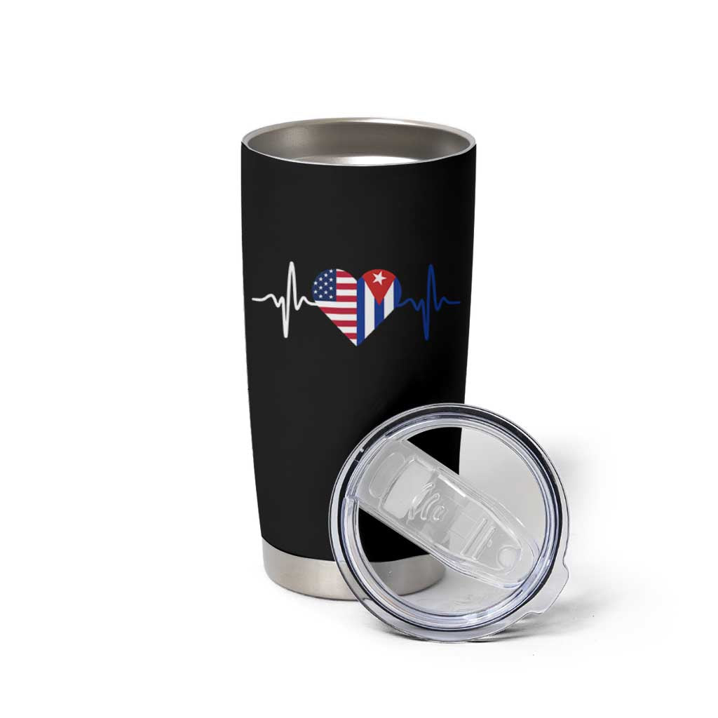 Heartbeat Cuba USA Tumbler Cup Cuban American Pride