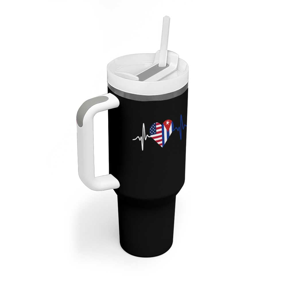 Heartbeat Cuba USA Tumbler With Handle Cuban American Pride