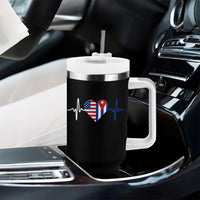 Heartbeat Cuba USA Tumbler With Handle Cuban American Pride