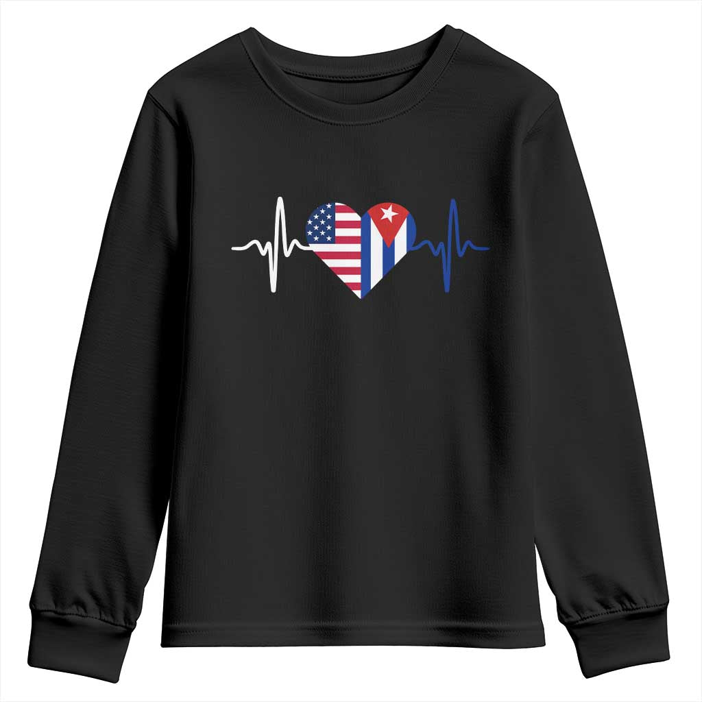 Heartbeat Cuba USA Youth Sweatshirt Cuban American Pride