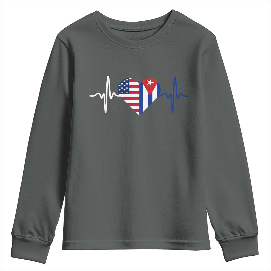 Heartbeat Cuba USA Youth Sweatshirt Cuban American Pride
