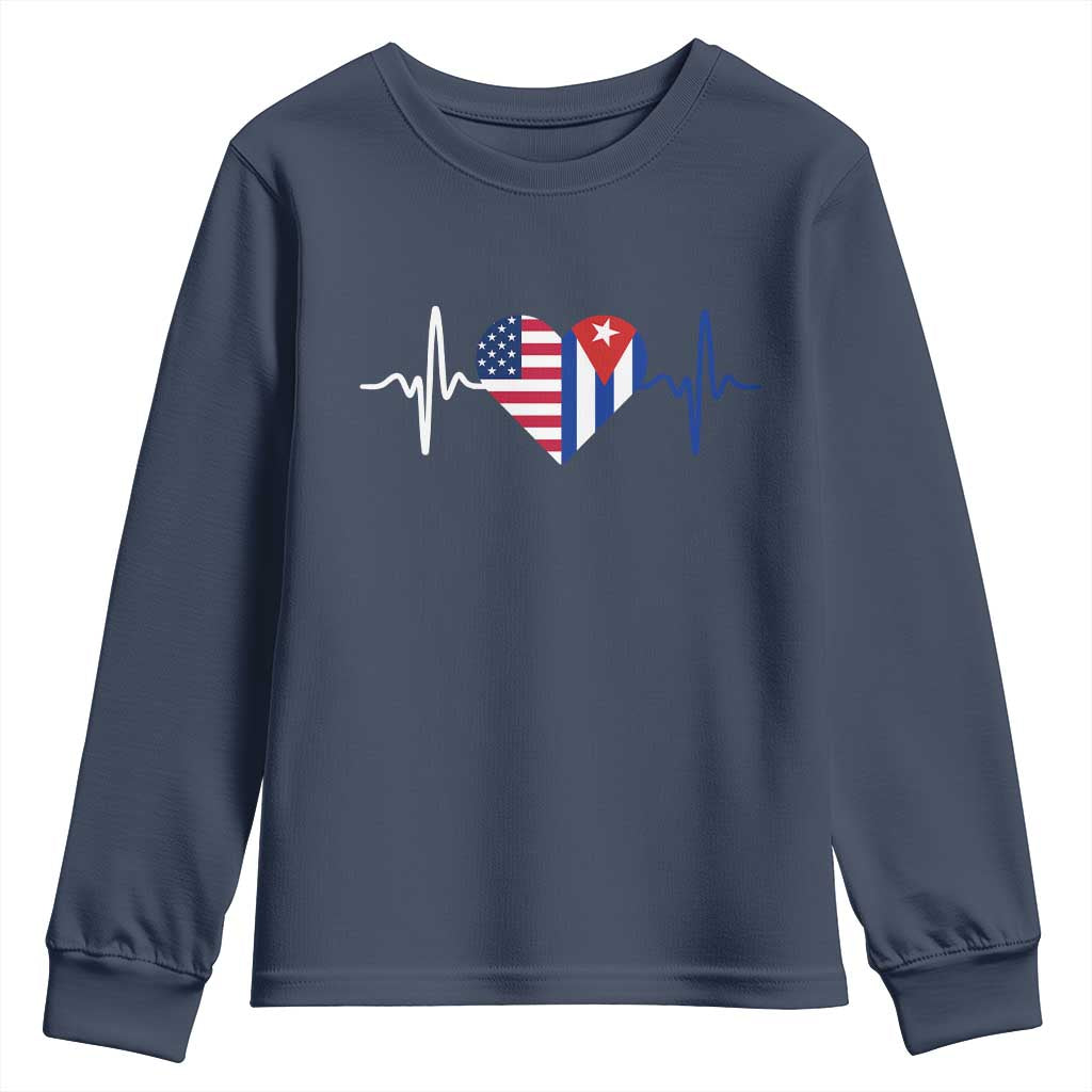 Heartbeat Cuba USA Youth Sweatshirt Cuban American Pride