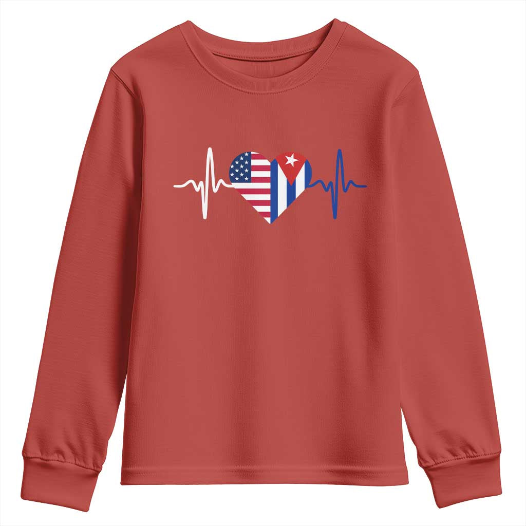 Heartbeat Cuba USA Youth Sweatshirt Cuban American Pride