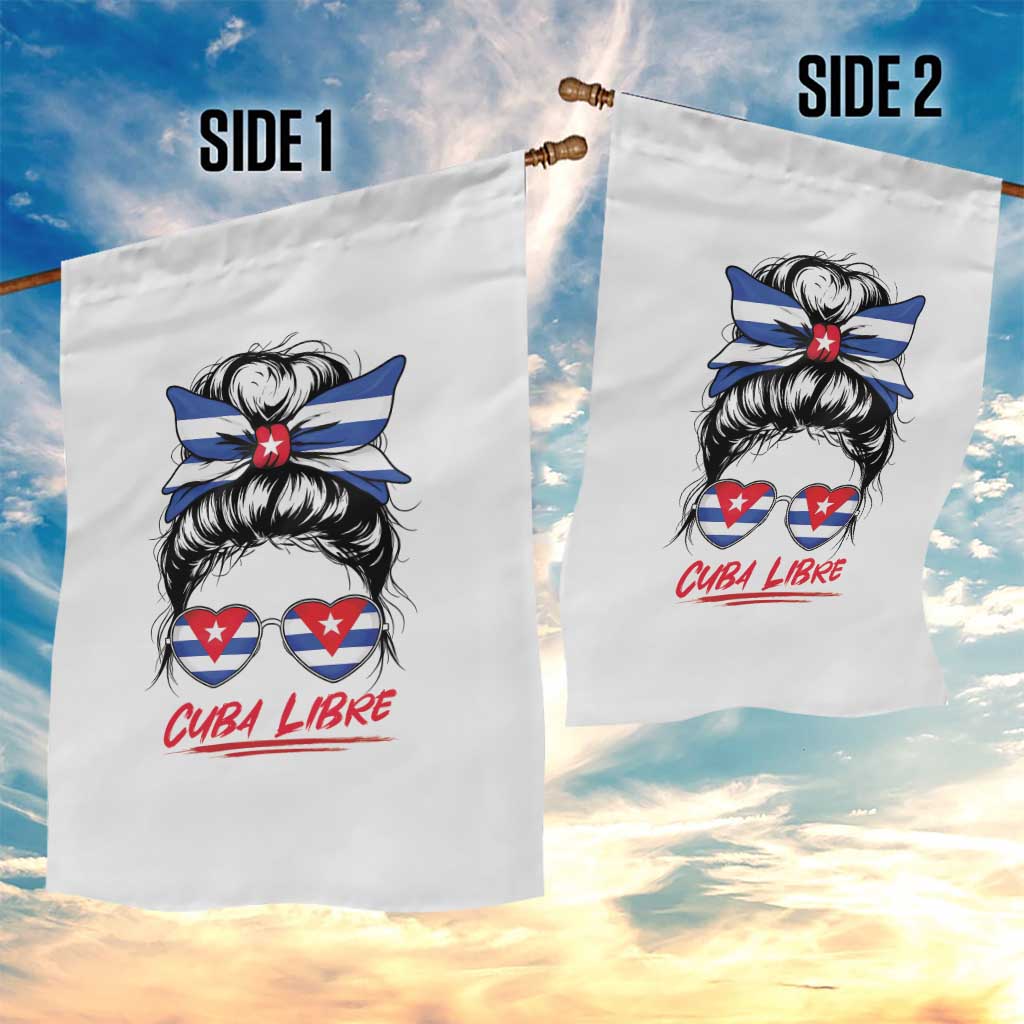 Cuba Libre Garden Flag Messy Bun Cuban Woman Sunglasses