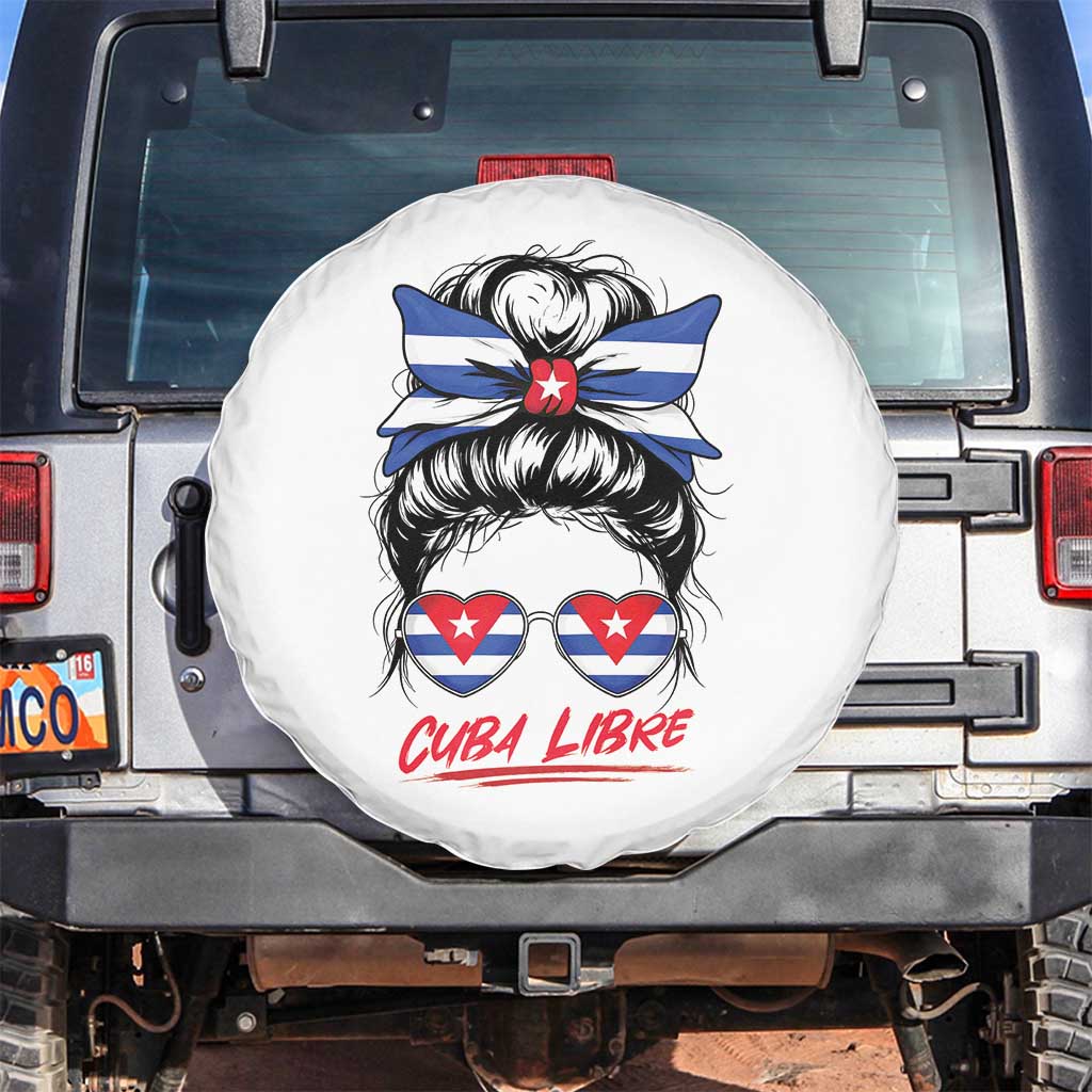 Cuba Libre Spare Tire Cover Messy Bun Cuban Woman Sunglasses