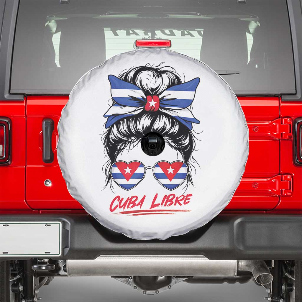 Cuba Libre Spare Tire Cover Messy Bun Cuban Woman Sunglasses