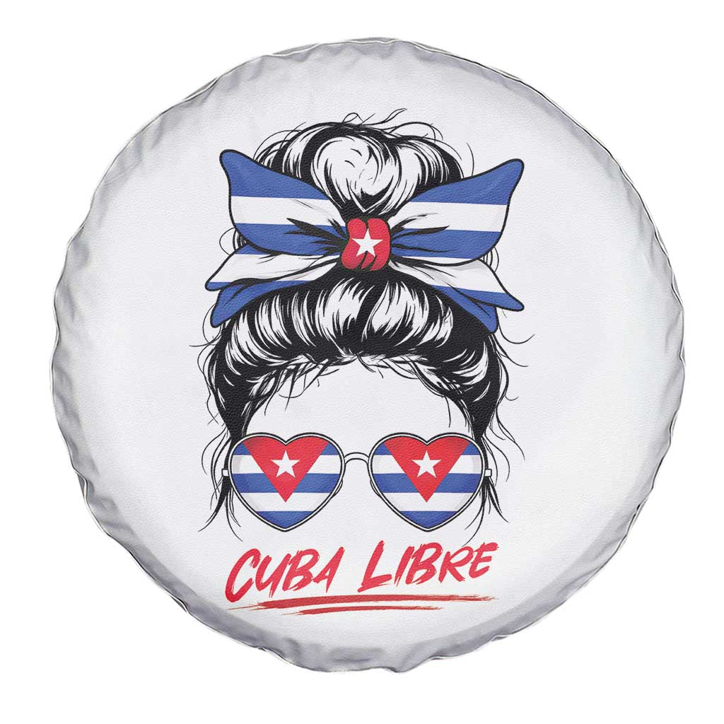 Cuba Libre Spare Tire Cover Messy Bun Cuban Woman Sunglasses